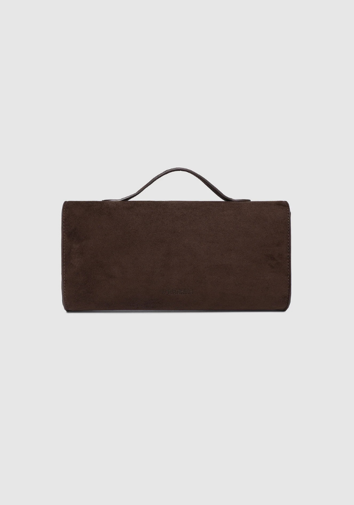 LOUENHIDE DELANEY SUEDETTE CLUTCH - CHOCOLATE