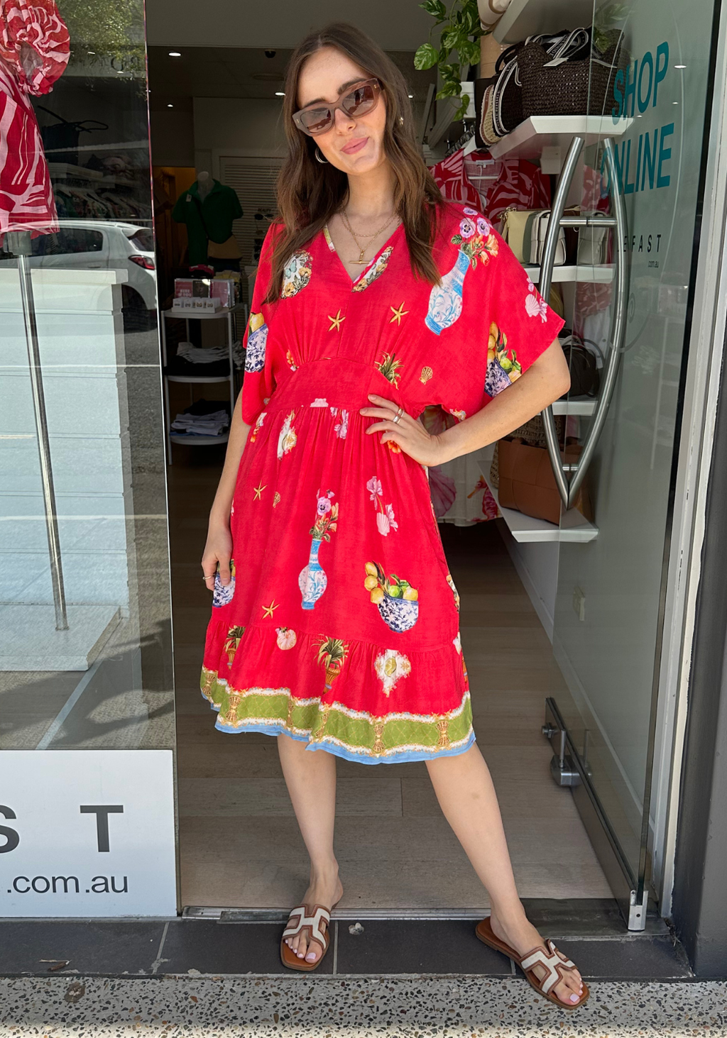 BONNIE MINI DRESS - RED PRINT