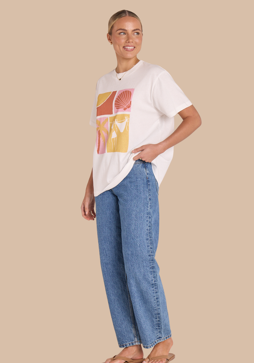 FEATHER + NOISE SOLEIL GRAPHIC TEE - WHITE