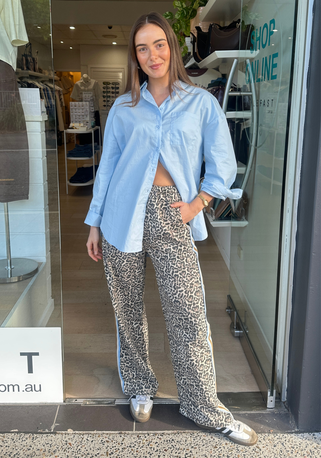 ROMY LEOPARD RACER JEANS - BLUE STRIPE