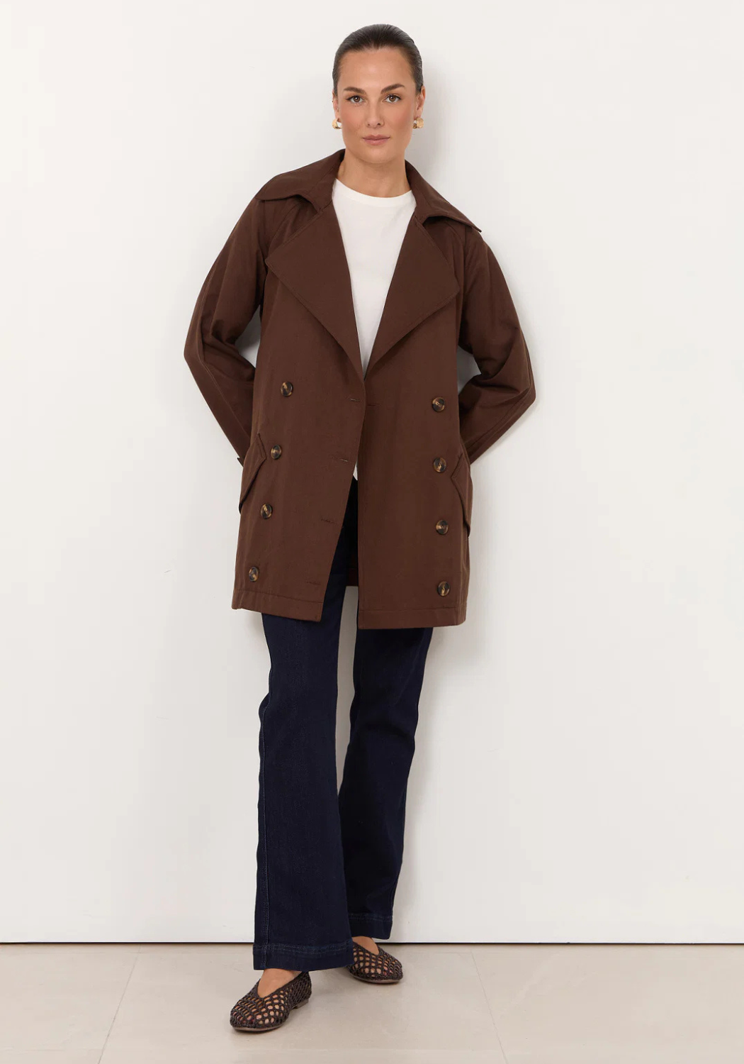 ADORNE PARIS SHORT TRENCH - CHOCOLATE
