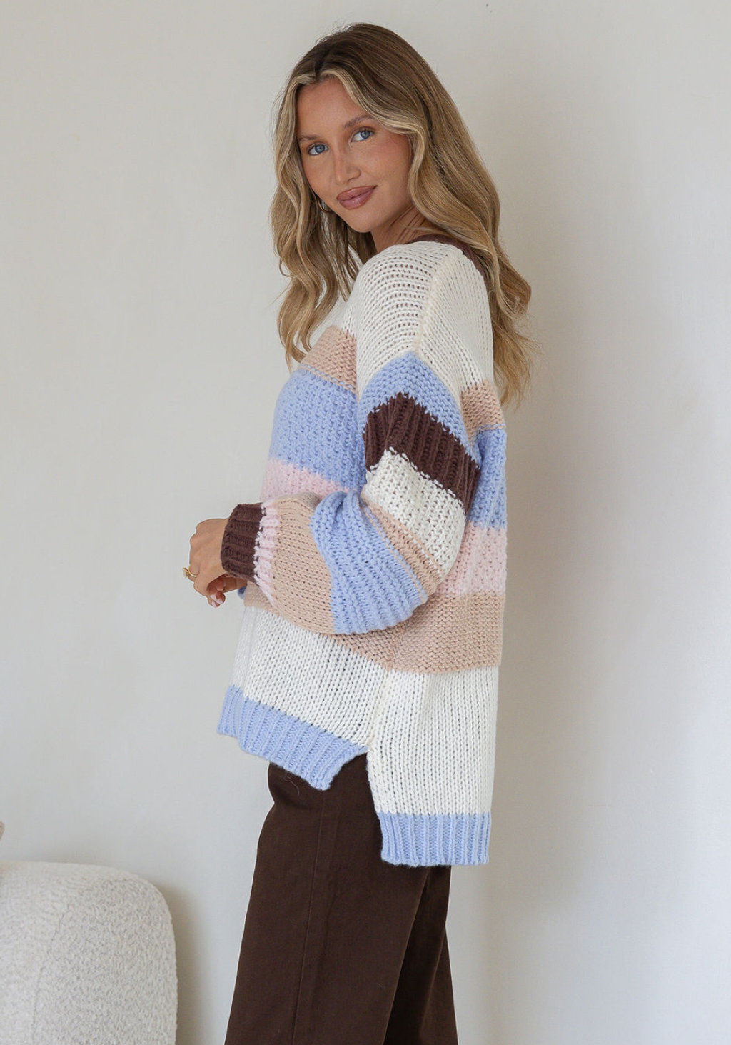 ELODIE KNIT - BLUE/CHOC KNIT