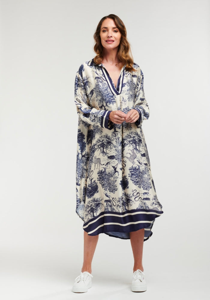 Load image into Gallery viewer, ORLA RELAXED MIDI DRESS - BLUE PRINT