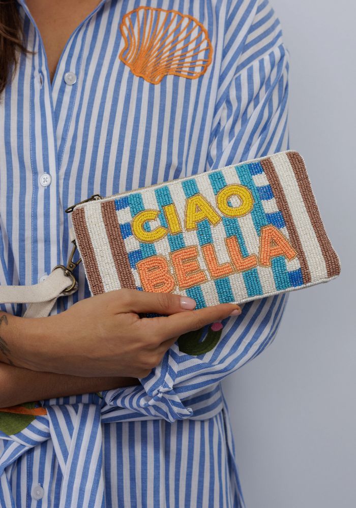ZODA CIAO BELLA CLUTCH - BLUE/CHOC