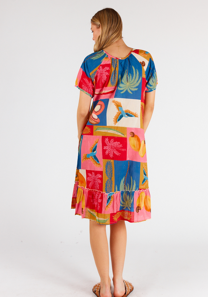 Load image into Gallery viewer, LULALIFE MADISON COTTON SHIRRED DRESS - MELON