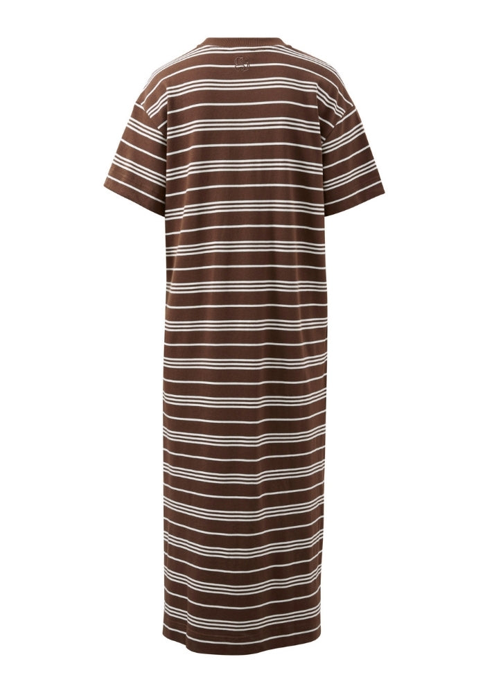 CERES LIFE CHARLOTTE MIDI TERRY DRESS - CHOCOLATE WHITE STRIPE