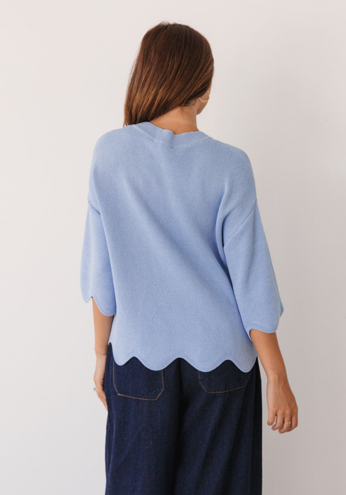 BONNIE SCALLOPED EDGE KNIT - BABY BLUE