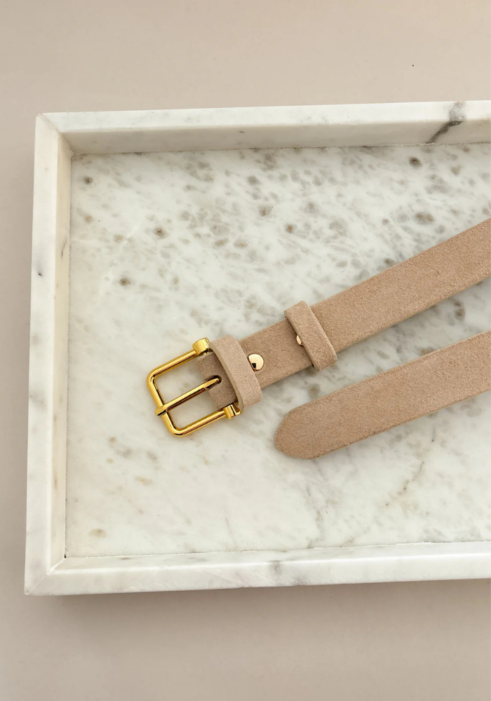 HALLEY SUEDE BUCKLE BELT - STONE