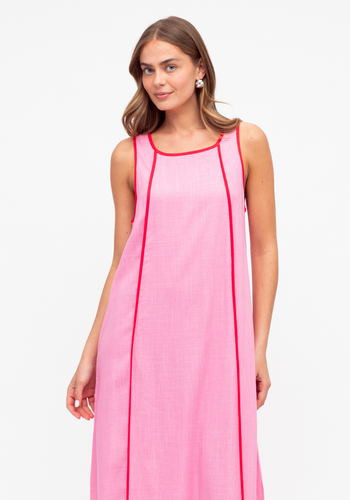 BELLA SHIFTDRESS - PINK & RED