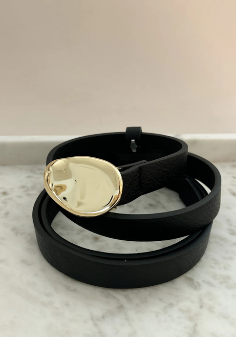 KAYLA PEBBLE STUD BELT - BLACK
