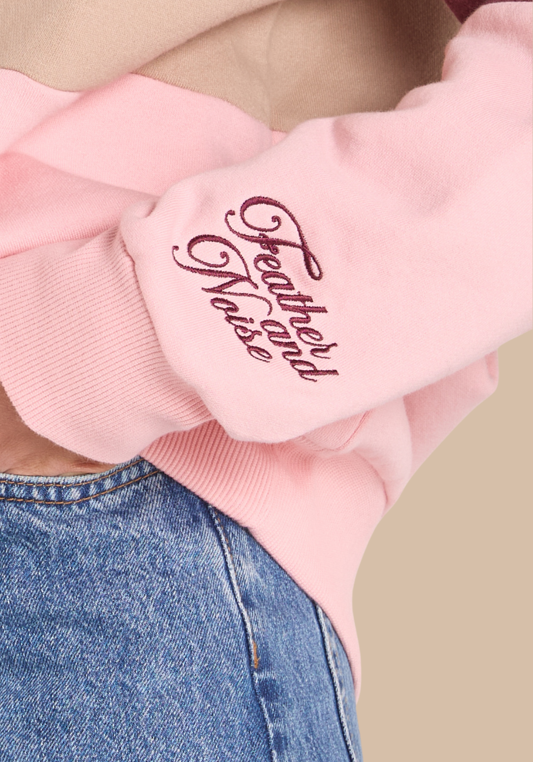 FEATHER + NOISE VARSITY LOGO SWEATER - PINK PLUM