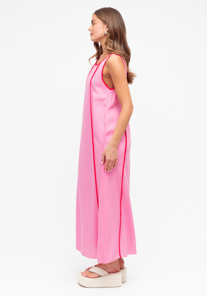 Load image into Gallery viewer, BELLA SHIFTDRESS - PINK &amp; RED