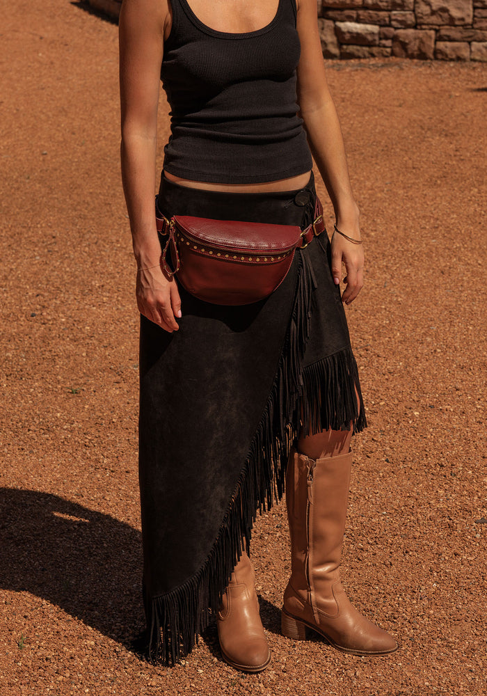 LOUENHIDE CASSIDY BELT BAG - BURGUNDY