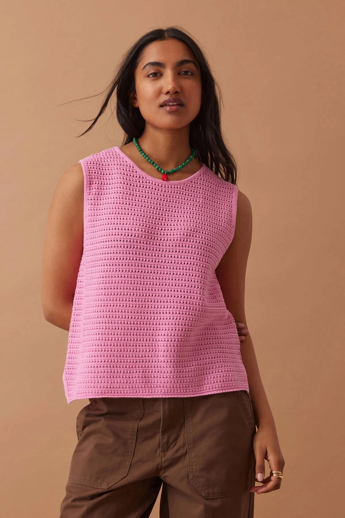 CERES LIFE MARGOT MESH KNIT TANK - HIBISCUS PINK