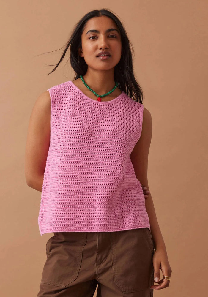 CERES LIFE MARGOT MESH KNIT TANK - HIBISCUS PINK