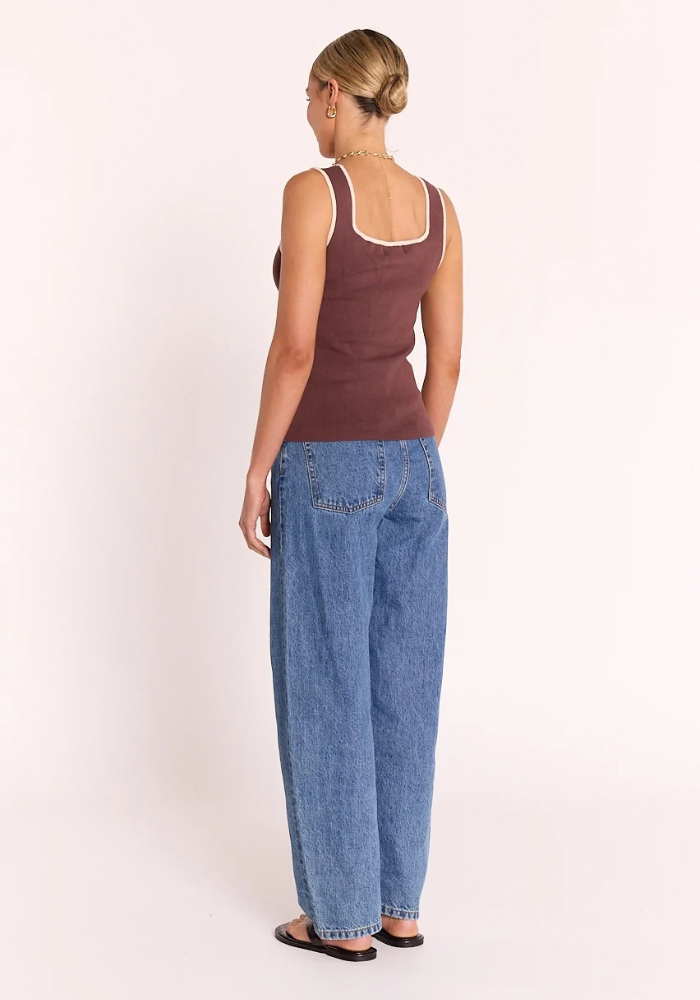 FEATHER + NOISE MILLIE TANK - CHOCOLATE/CREAM