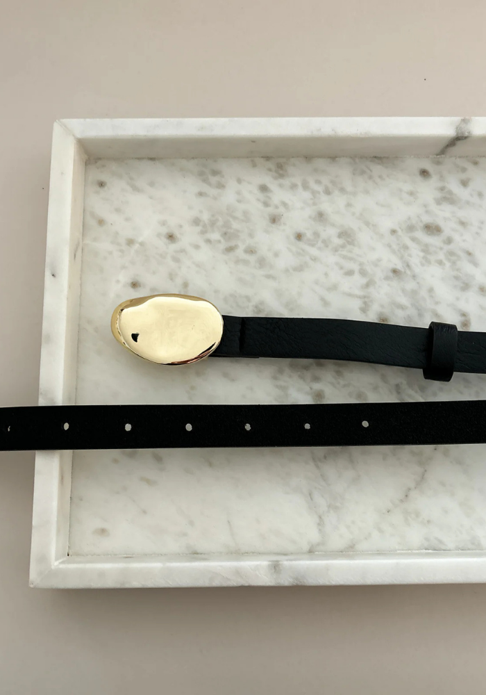 KAYLA PEBBLE STUD BELT - BLACK