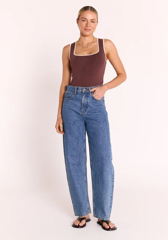 FEATHER + NOISE MILLIE TANK - CHOCOLATE/CREAM