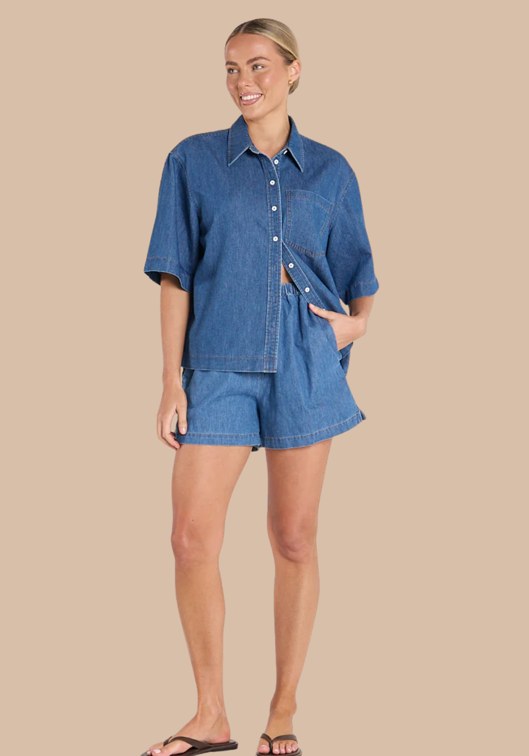 FEATHER + NOISE ARLO DENIM SHORT - HERITAGE BLUE