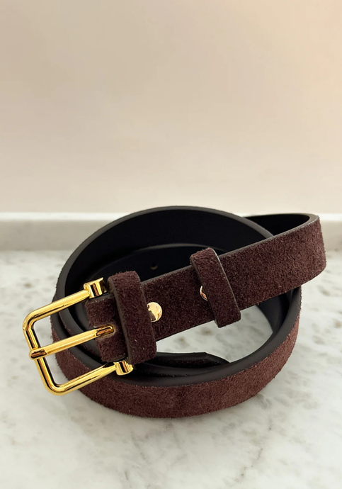 HALLEY SUEDE BUCKLE BELT - CHOCOLATE