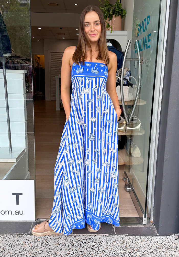 Load image into Gallery viewer, LUCIA MAXI DRESS - COBALT PRINT