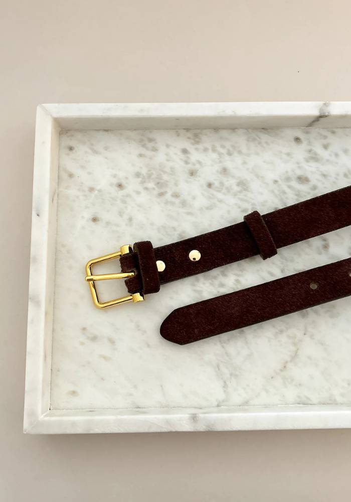 HALLEY SUEDE BUCKLE BELT - CHOCOLATE