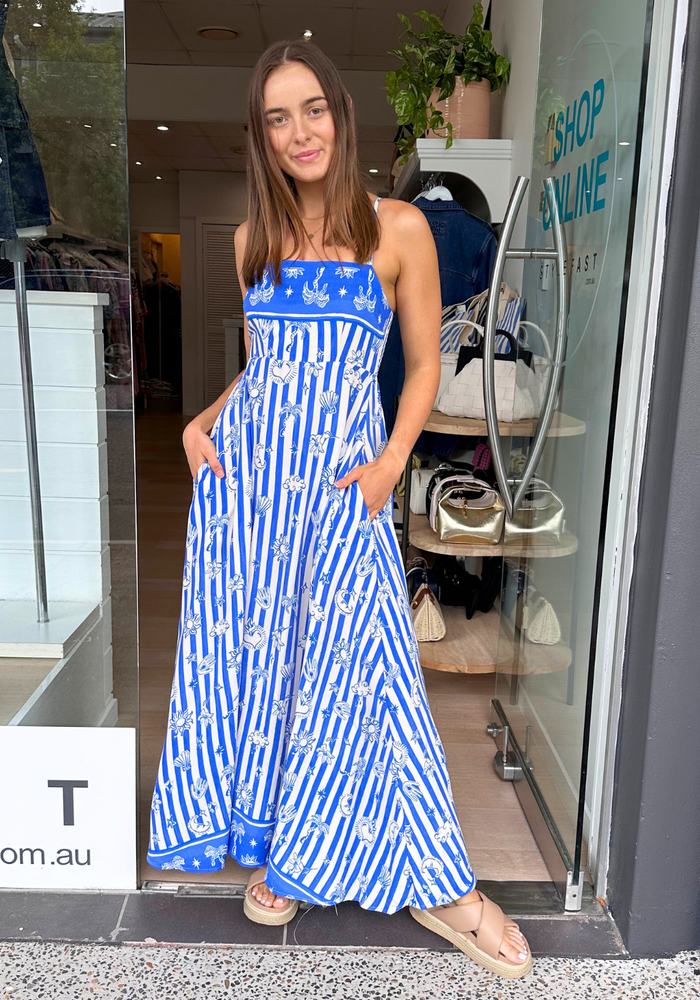 Load image into Gallery viewer, LUCIA MAXI DRESS - COBALT PRINT