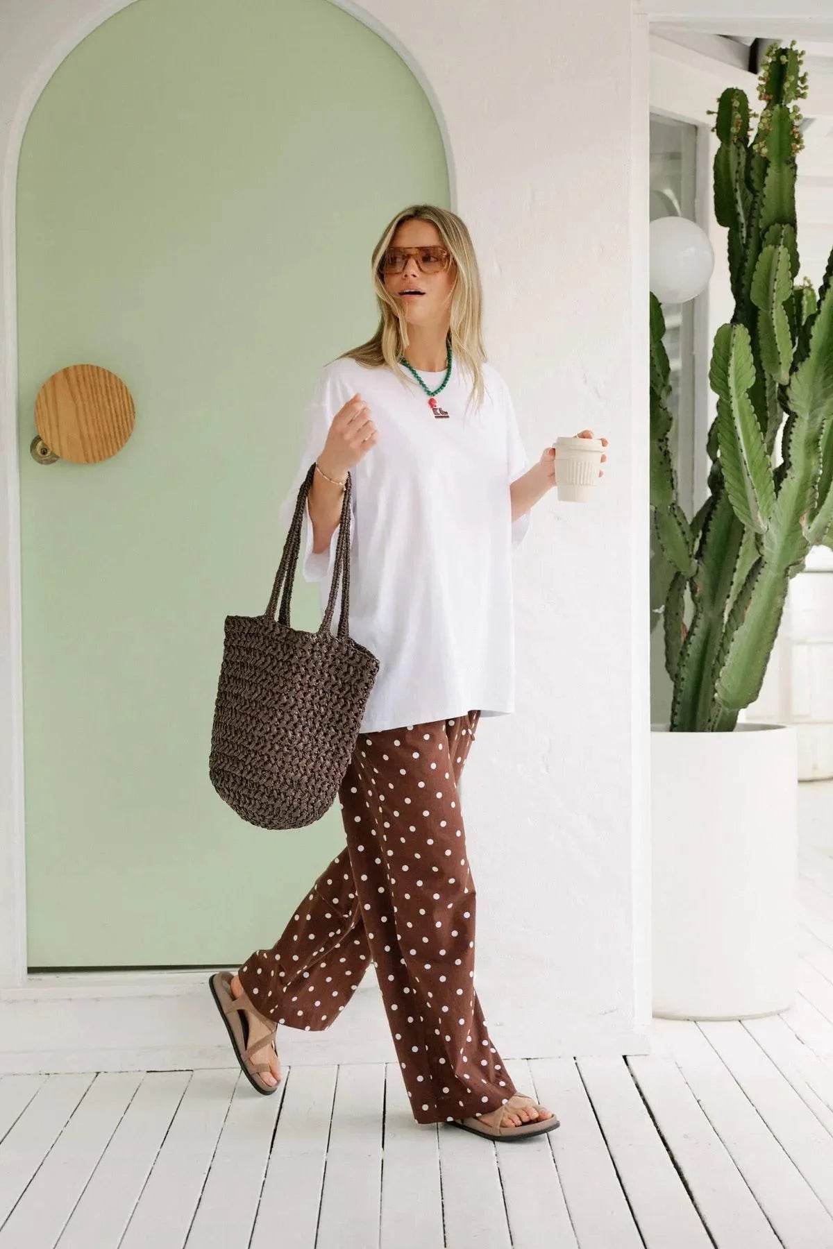 CERES LIFE RESORT PANT - CHOC POLKA DOT
