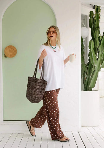 CERES LIFE RESORT PANT - CHOC POLKA DOT