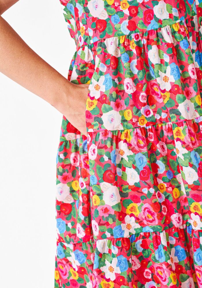 GINA TIERED COTTON DRESS - FLORAL PRINT