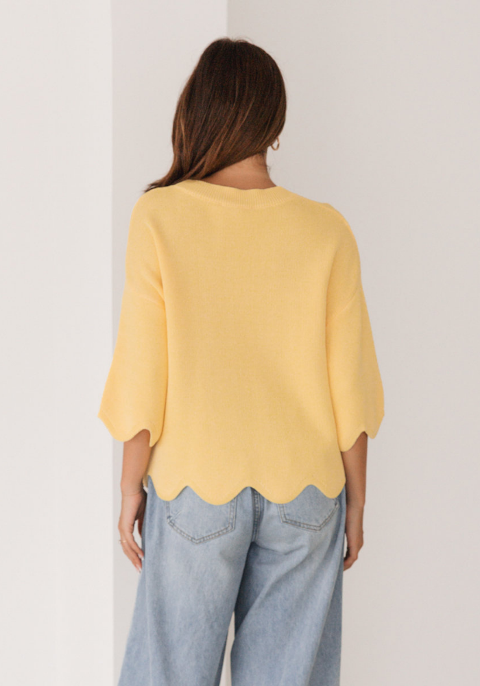 BONNIE SCALLOPED EDGE KNIT - BUTTER YELLOW