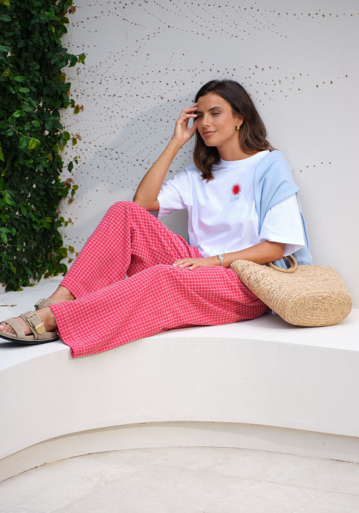 CERES LIFE COTTON LOUNGE PANT - RED WHITE CHECK