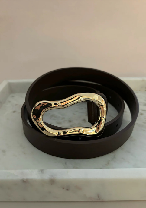 ORGANIC BUCKLE BELT - BROWN