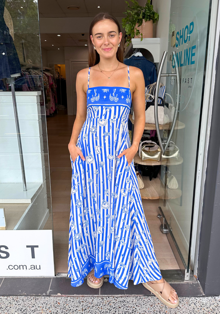 Load image into Gallery viewer, LUCIA MAXI DRESS - COBALT PRINT