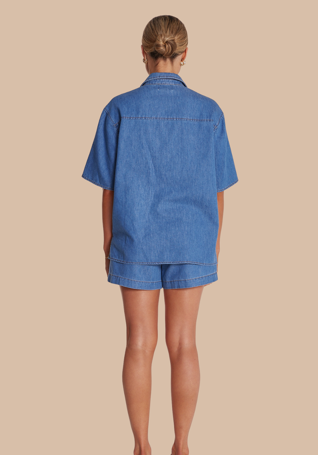 FEATHER + NOISE ARLO CROPPED SHIRT - HERITAGE BLUE