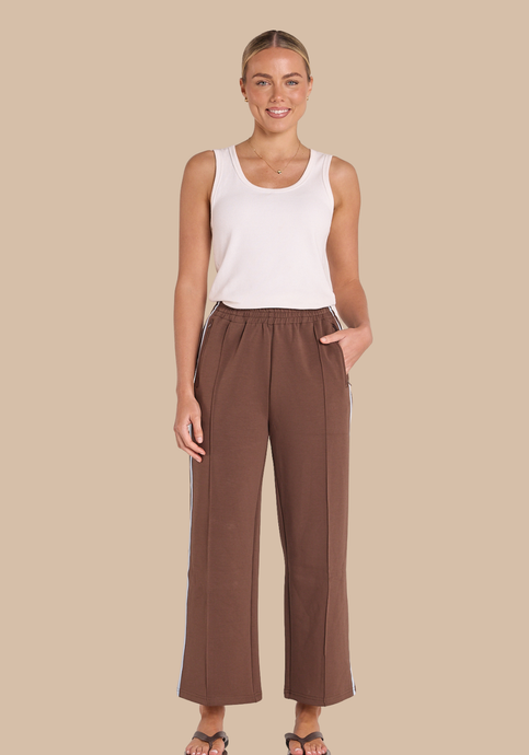 FEATHER + NOISE NOAH CROPPED PANT - CHOCOLATE BLUE STRIPE