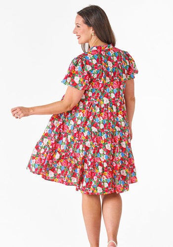 GINA TIERED COTTON DRESS - FLORAL PRINT