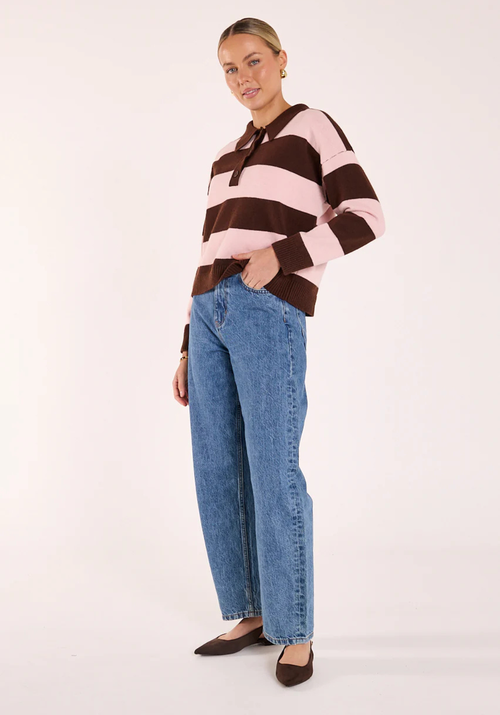 FEATHER + NOISE STEFI KNIT - CHOC/PINK