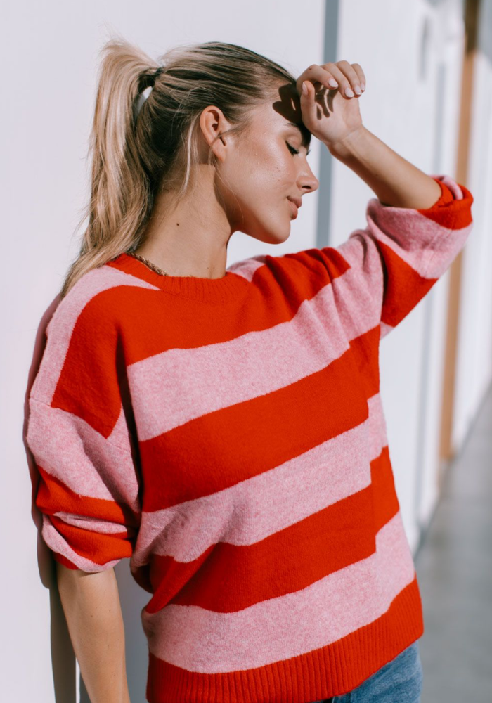 SAMMY STRIPE KNIT - PINK & RED
