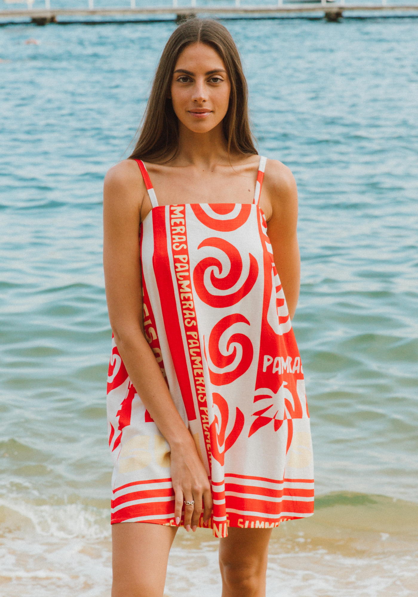 PALMERAS MINI DRESS - RED PRINT