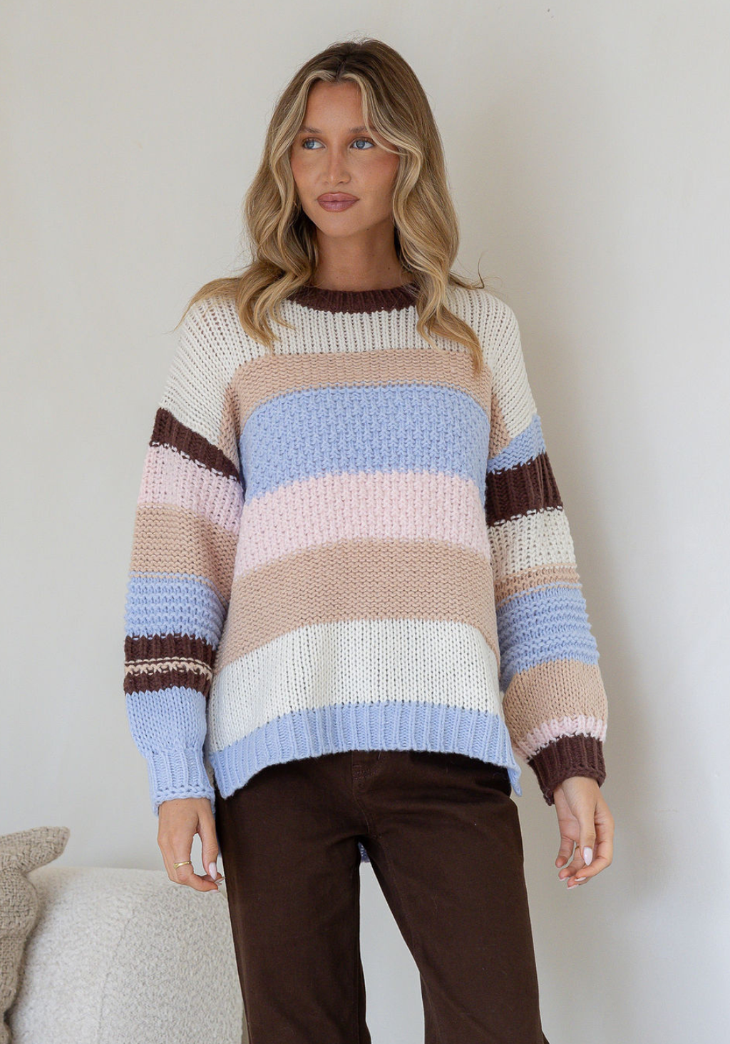 ELODIE KNIT - BLUE/CHOC KNIT