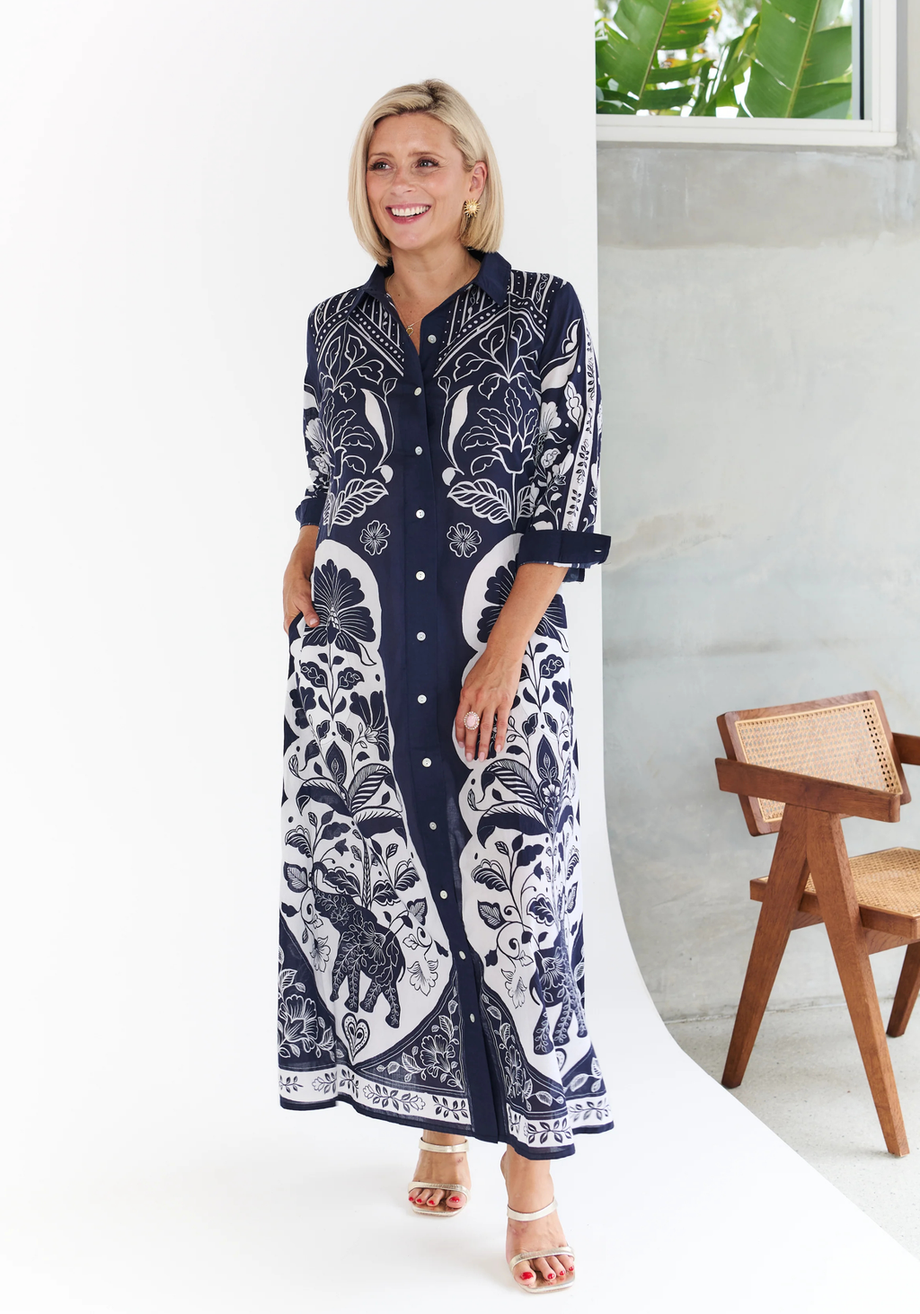 LOTUS MIDI DRESS - BLUE