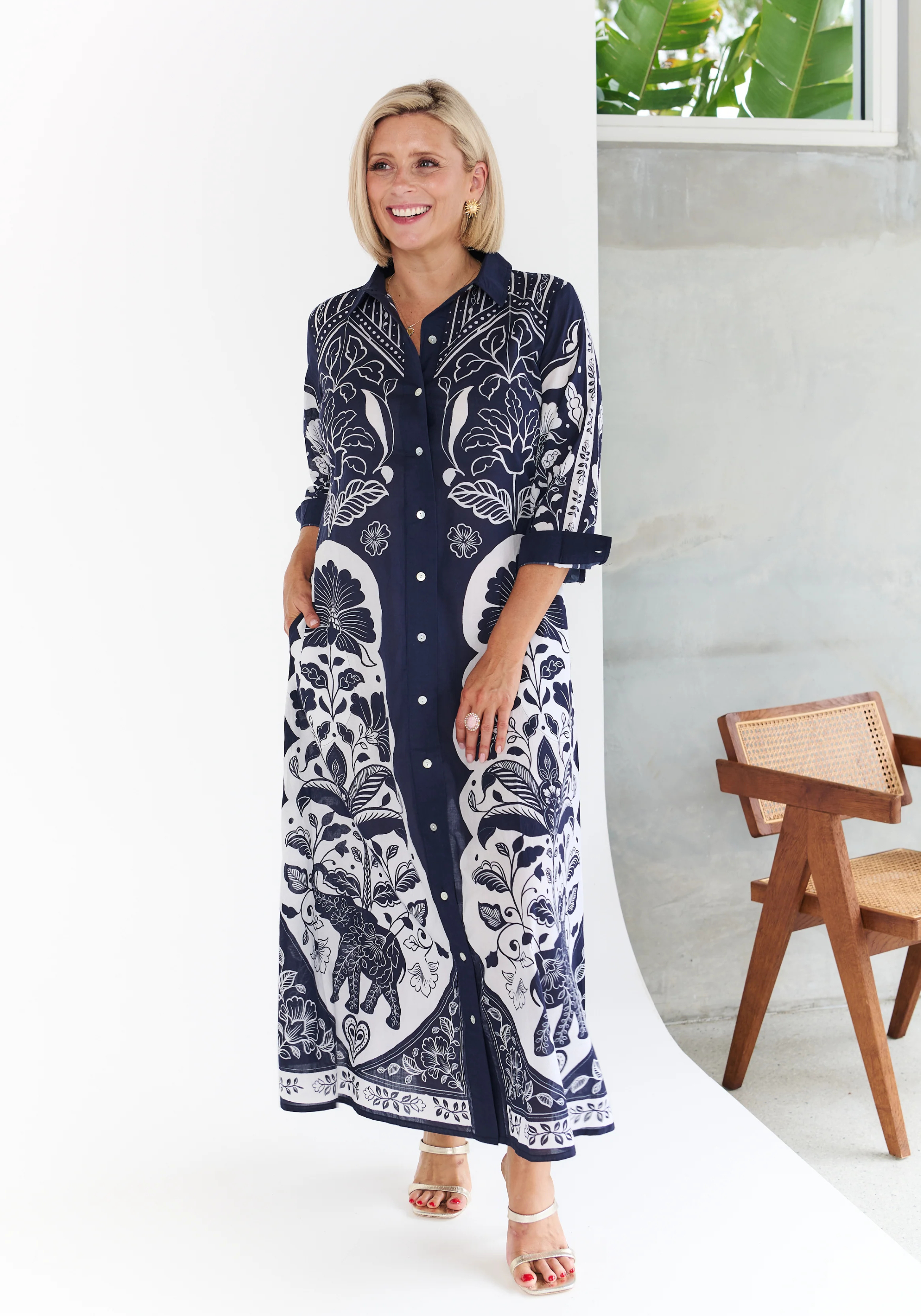 LOTUS MIDI DRESS - BLUE