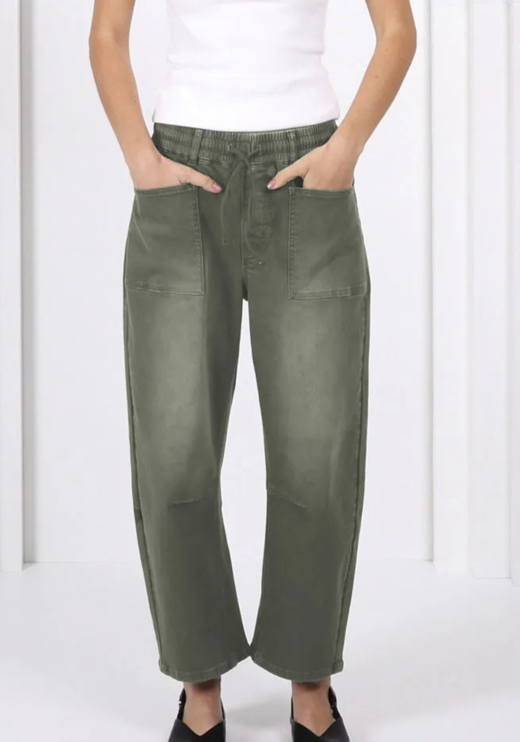 LEO DENIM BARREL JEANS - KHAKI