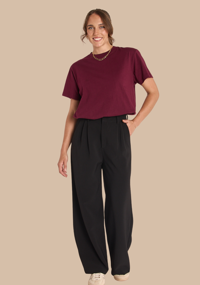 FEATHER + NOISE CARTER TEE - BURGUNDY