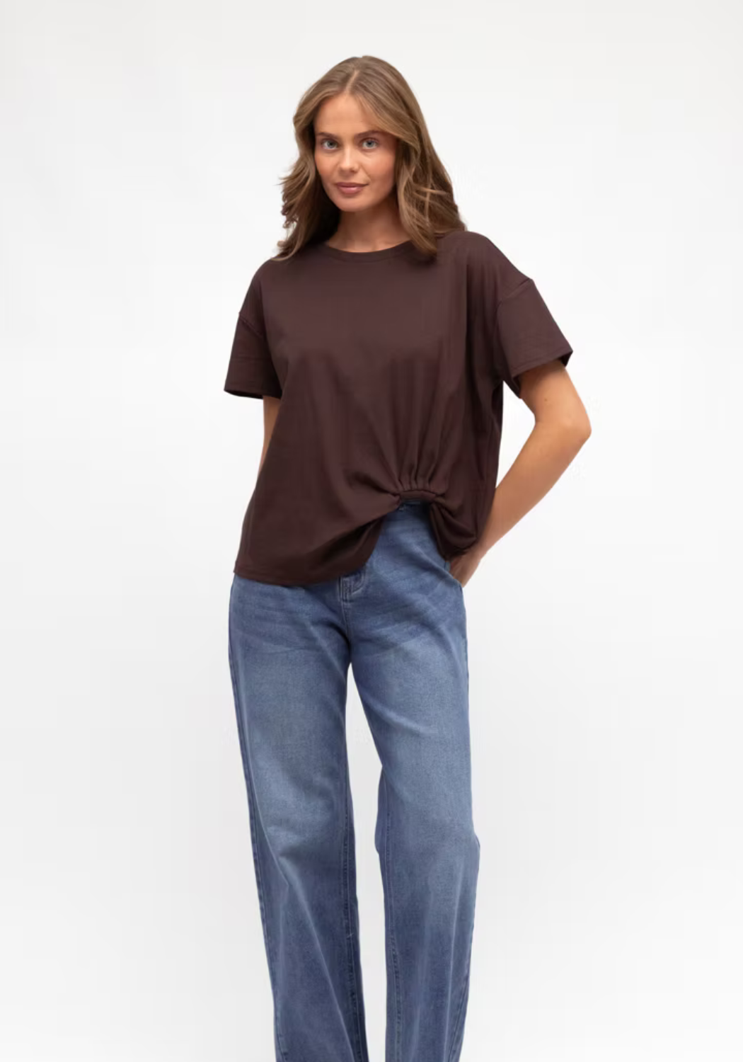 JESSIE EASY TUCK TEE - CHOCOLATE