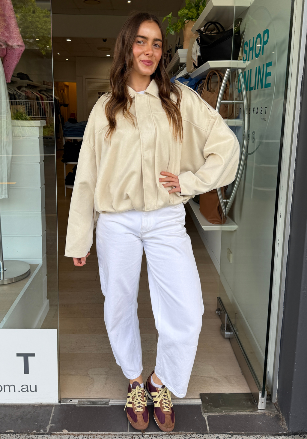 STEVIE SUEDE BOMBER - CREAM