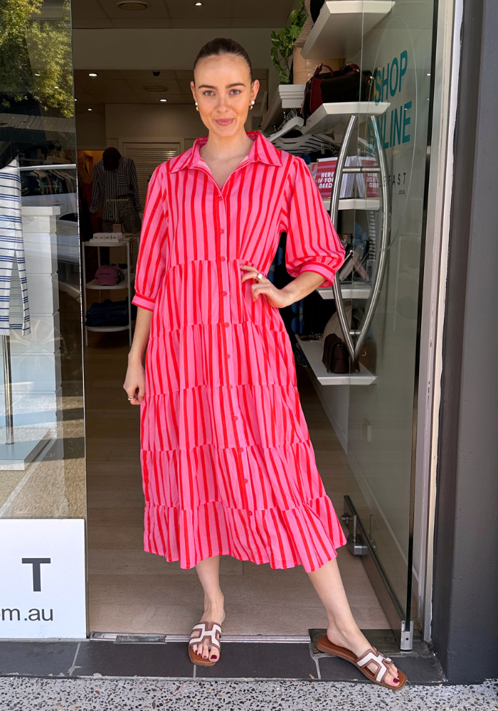DAKOTA COTTON TIERED MIDI DRESS - SAACHI PRINT