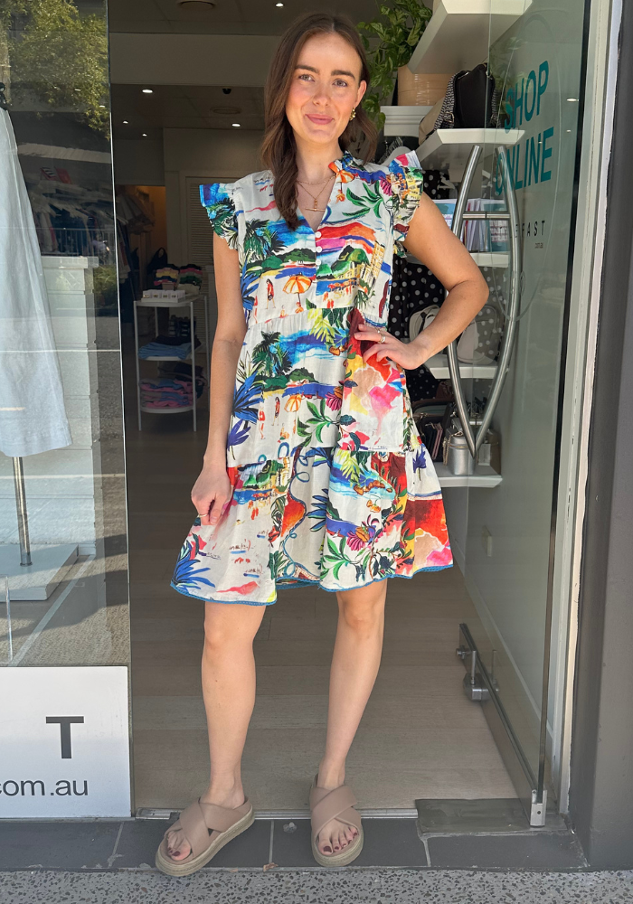 LULALIFE ALBA RUFFLE DRESS - MULTI