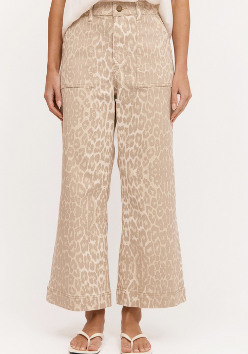 ADORNE EVIE CROP JEAN - LIGHT LEOPARD